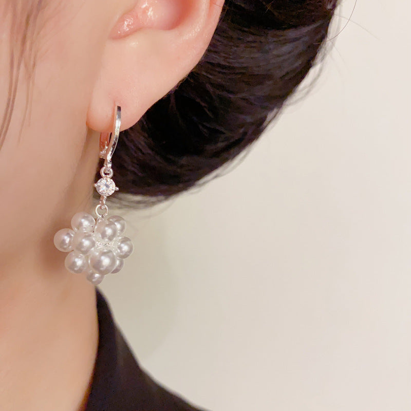 Luxury Pearl Ball Tassel Drop Earrings – Geometric Design