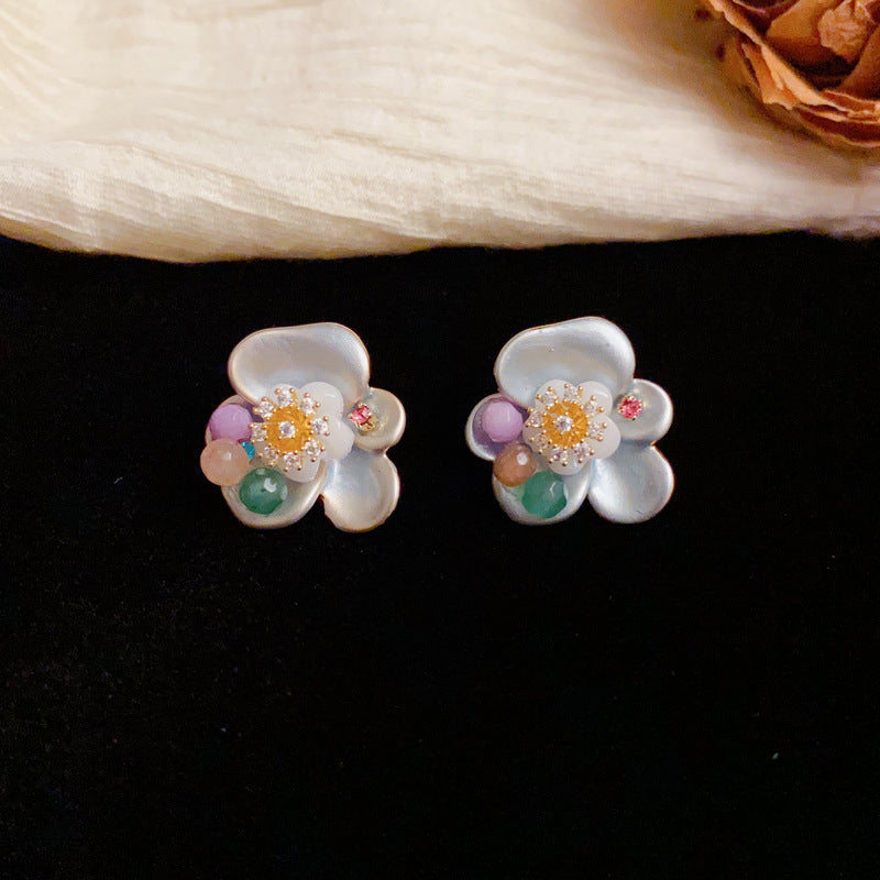Luxury Handcrafted Pink or Blue Petal Stud Earrings – Elegant Design