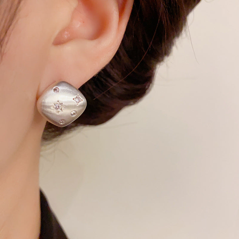 14K Gold-Plated Diamond-Studded Rhombus Earrings - Elegant Chic Design