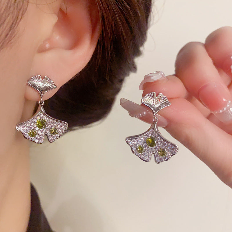 S925 Silver plating Ginkgo Leaf Earrings - Elegant Design