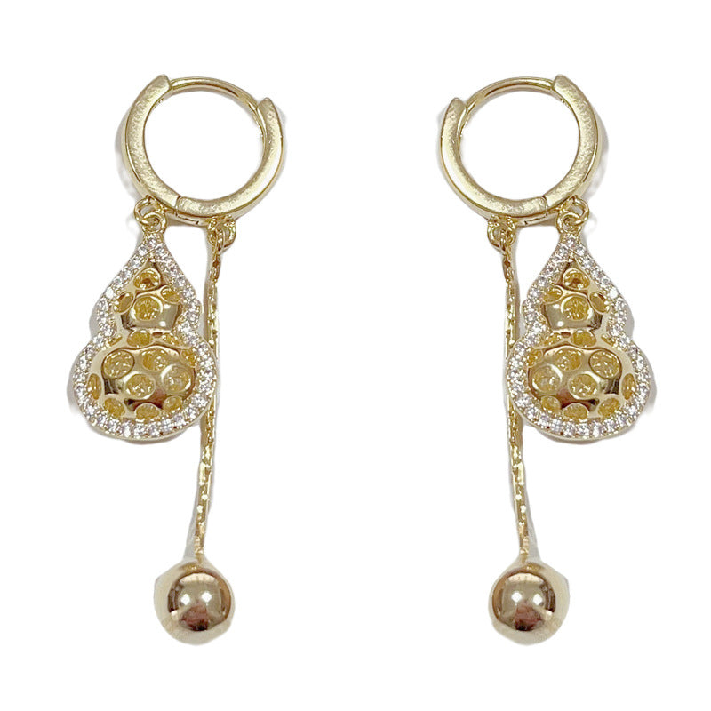 14K Gold-Plated Gourd Tassel Earrings – Chic & Elegant
