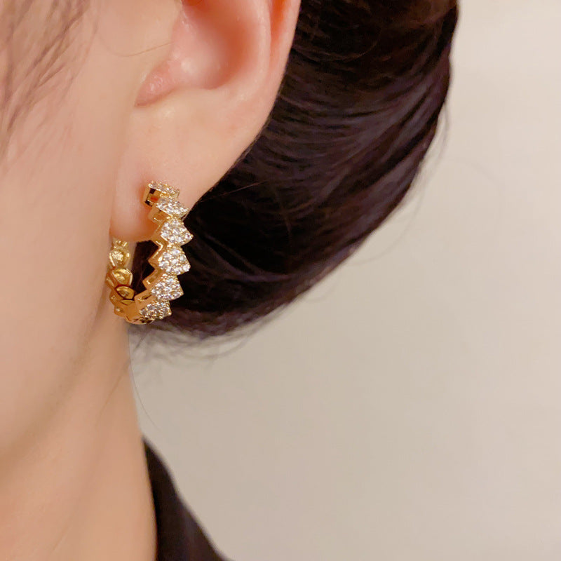 Elegant Full-Zircon Geometric Earrings – Minimalist Design
