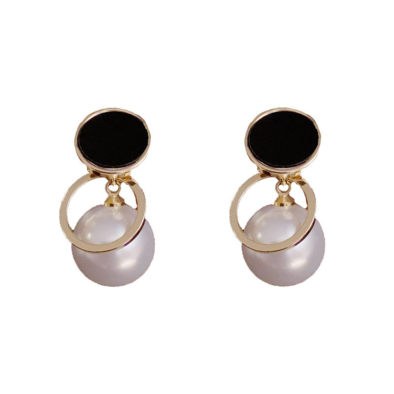 14K Gold-Plated Hollow Round Pearl Drop Earrings - Chic Vintage Design