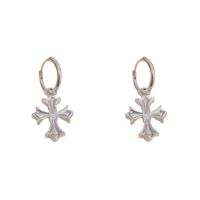 Luxury Silver Zircon Cross Ear Cuff Earrings – Elegant Design