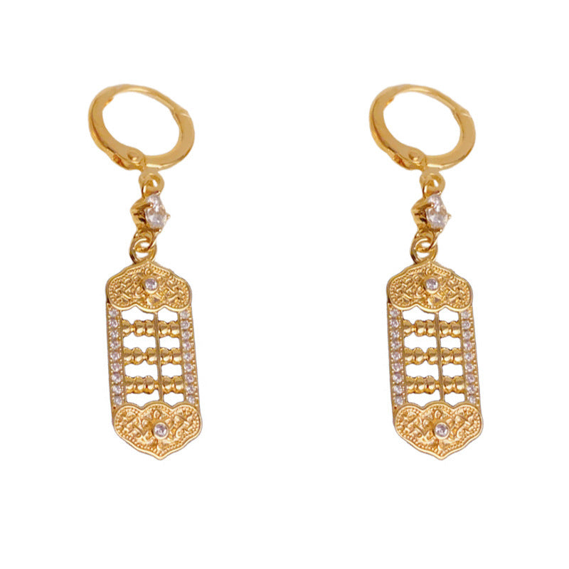 Elegant Zircon Abacus Ear Cuff Earrings – Geometric Design