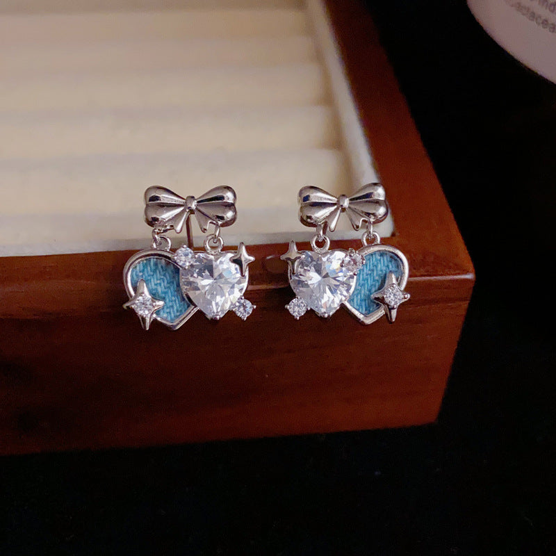 14K Gold-Plated Bow Heart Starburst Earrings – Chic Minimalist Design