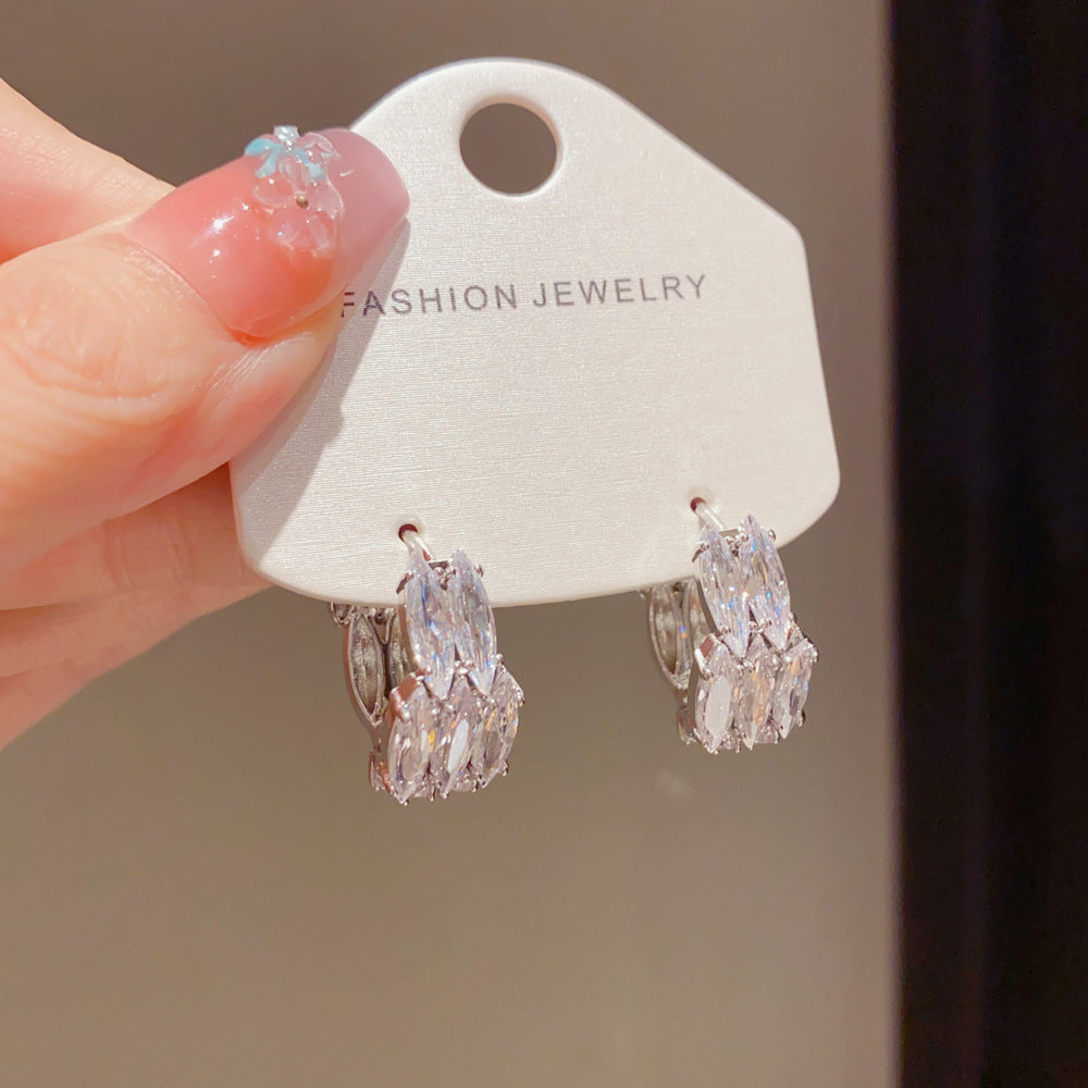 Eaioncol Geometric CZ Hoop Earrings 14K Gold & Silver Plated