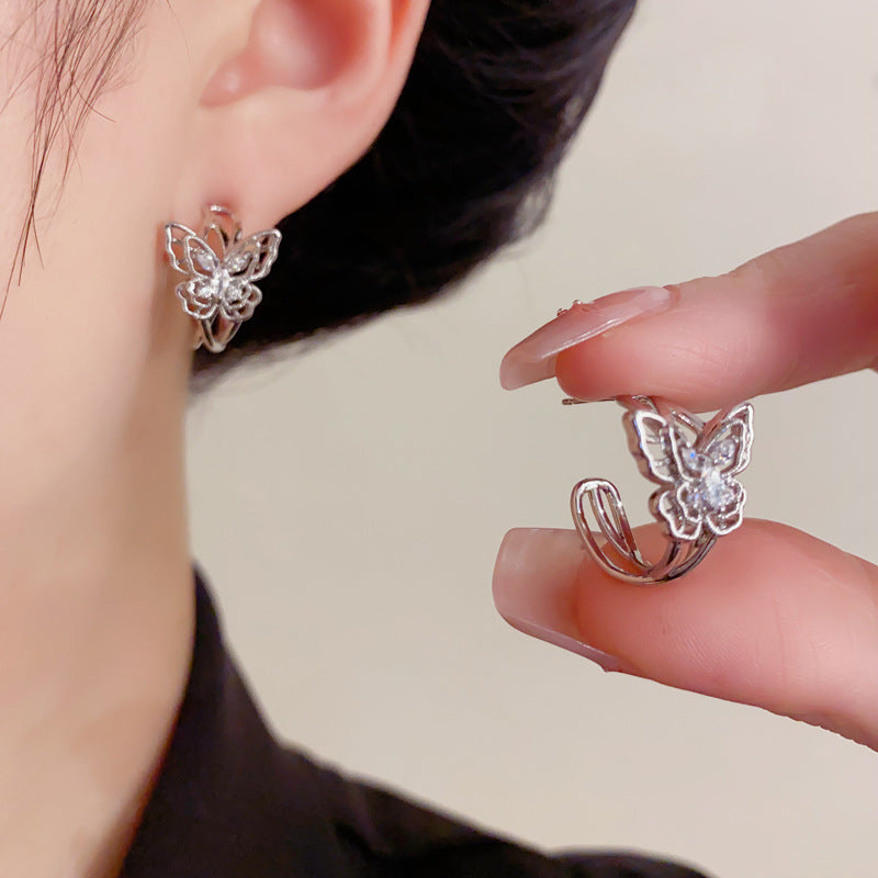 Eaioncol Butterfly Cutout Hoop Earrings Gold