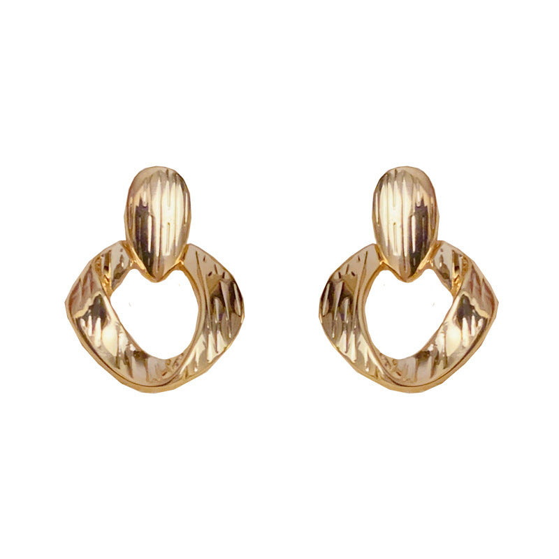14K Gold-Plated Geometric Irregular Hoop Earrings -Vintage Chic Design