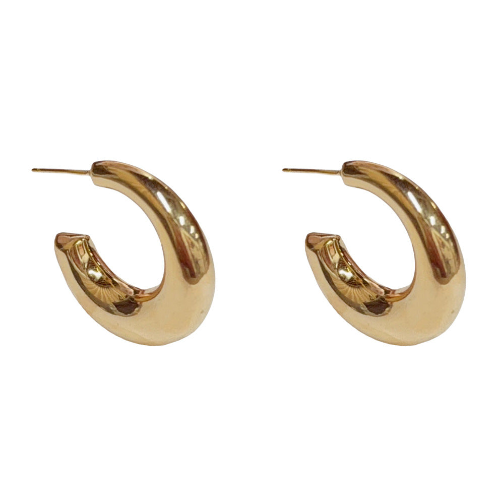 Eaioncol Sculptural C Hoop Earrings Gold Silver