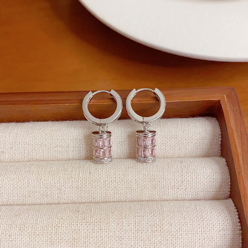 Elegant Pink Cylinder Stud Earrings – Minimalist Design