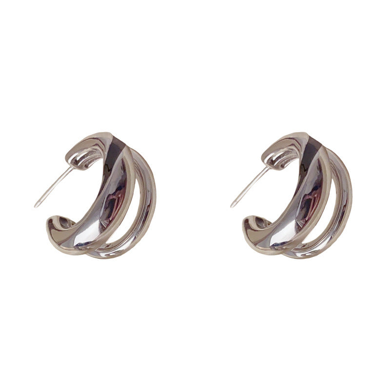 Elegant Double-Layer Geometric Hoop Earrings – Minimalist Design