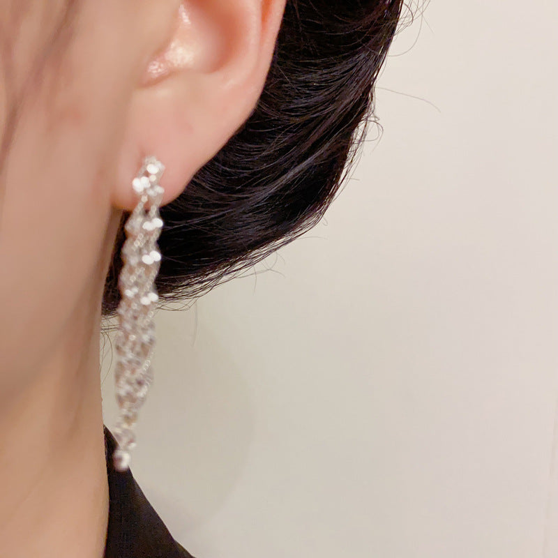 14K Gold-Plated Metal Chain Front & Back Drop Earrings – Chic Design