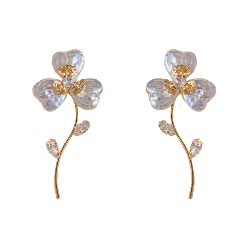 Elegant Baroque Pearl & Flower Bouquet Drop Earrings – Floral Design