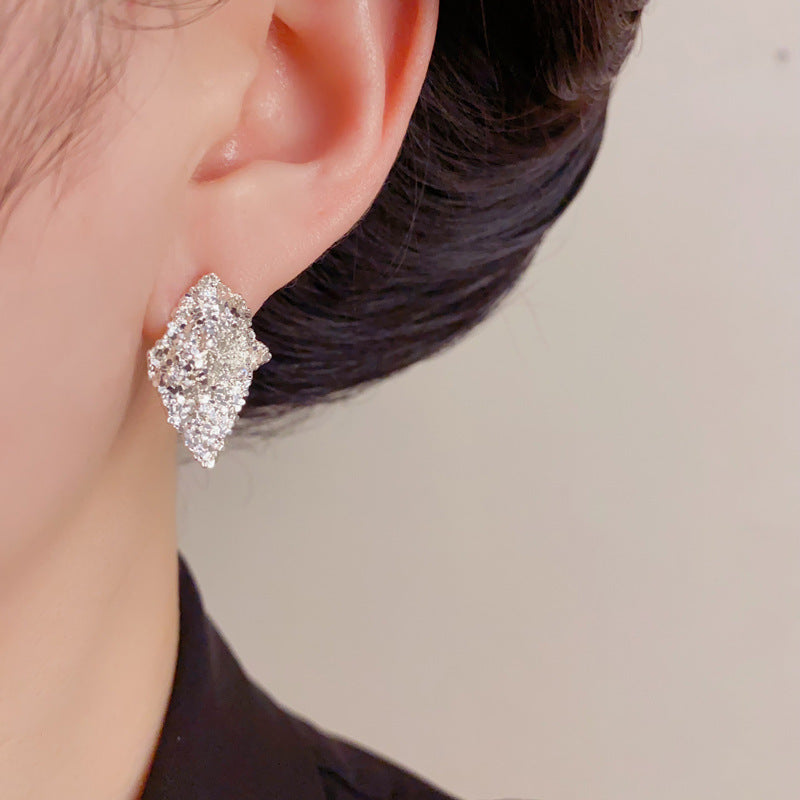 Eaioncol Geometric Irregular Rhombus Stud Earrings Gold