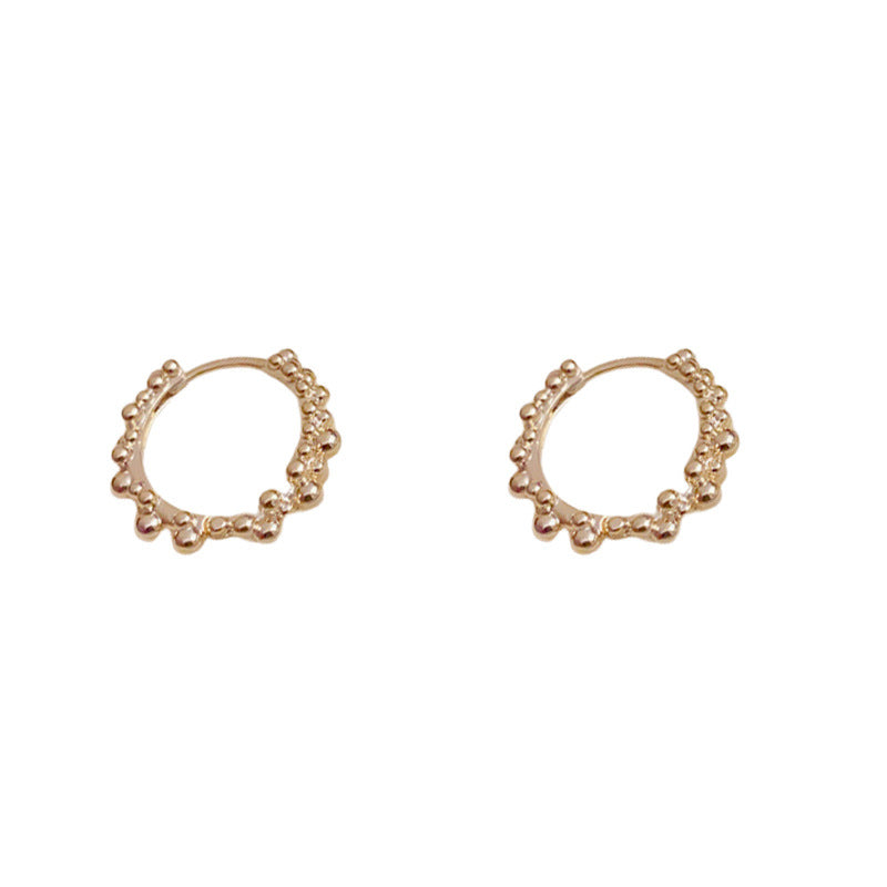 Minimalist Metal Bead Small Circle Earrings – Geometric Design