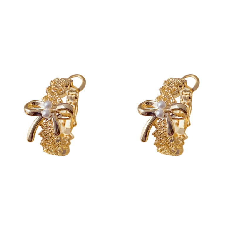 Elegant Metal Bow Hoop Earrings – Minimalist Design