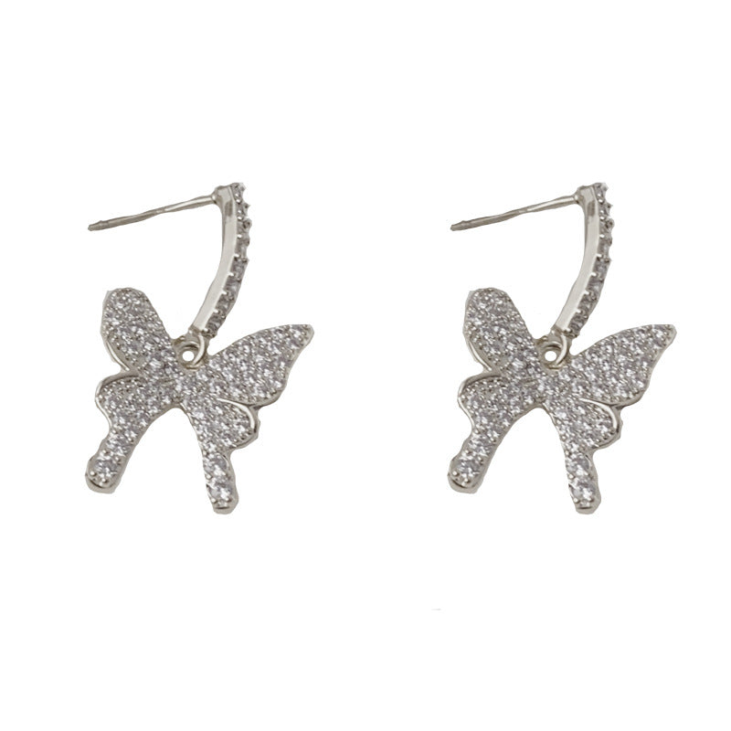 Luxury Full-Zircon Butterfly Drop Earrings – Animal Design