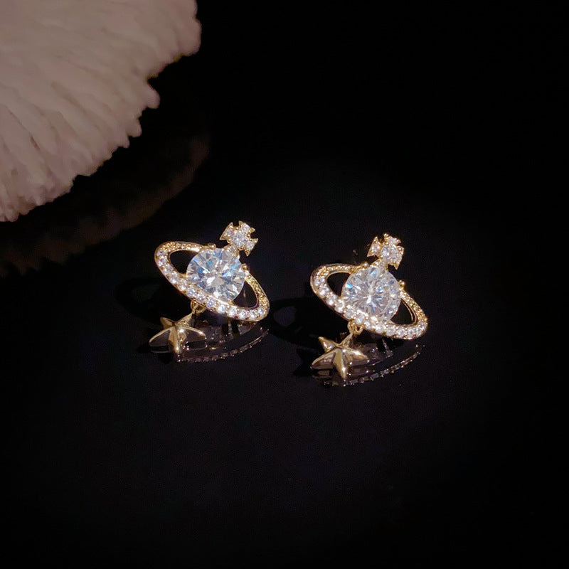Luxury Zircon Star Stud Earrings – Elegant Design