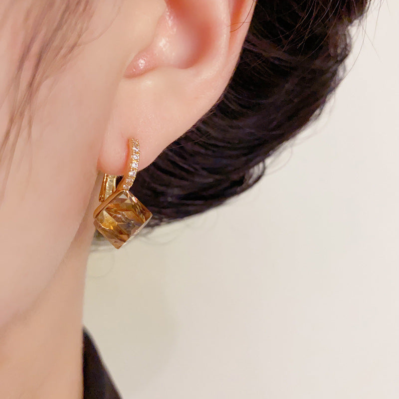 Luxury Square Zircon Geometric Ear Cuff Earrings – Elegant Design