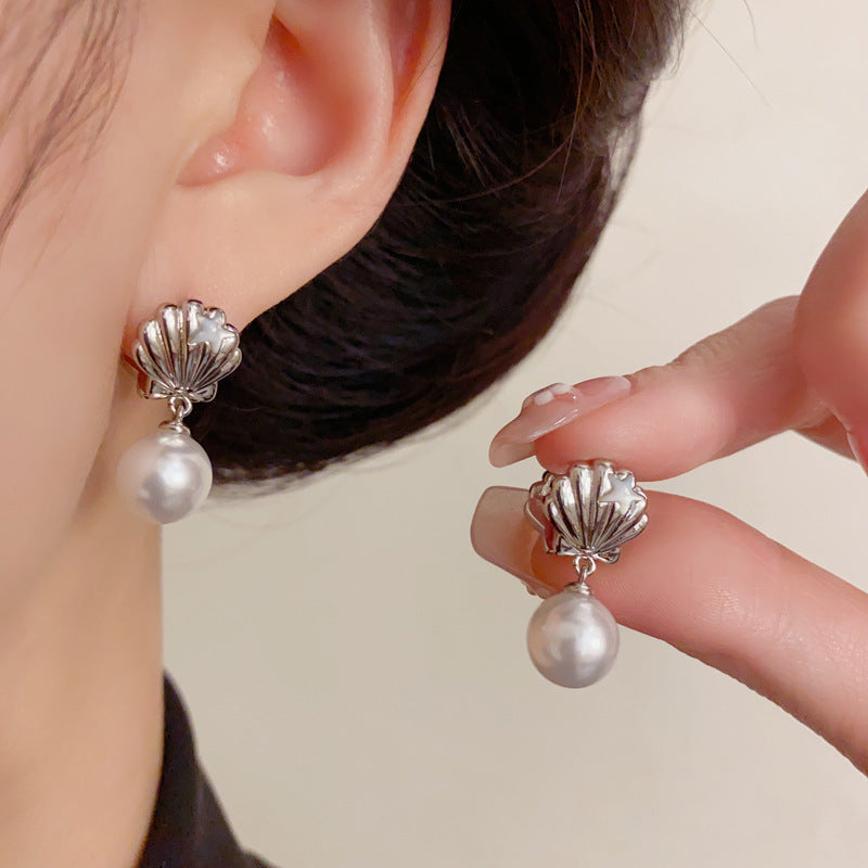 Luxury Starfish Shell Pearl Drop Earrings – Elegant Design