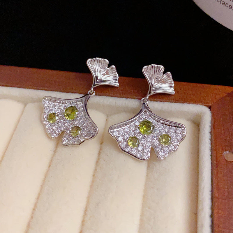 S925 Silver plating Ginkgo Leaf Earrings - Elegant Design