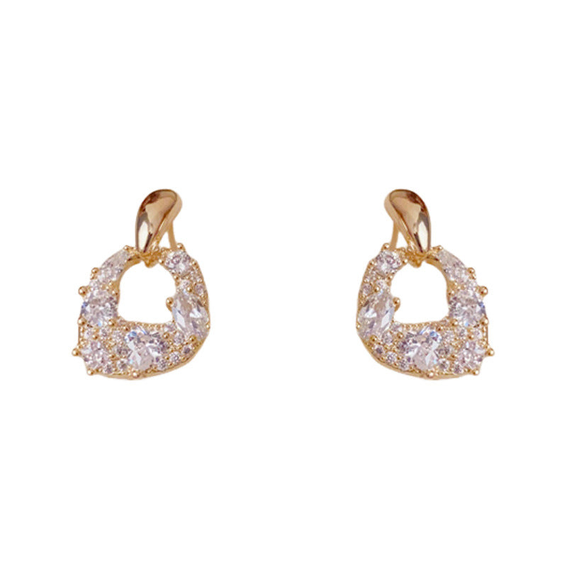 Luxury Full-Zircon Geometric Drop Earrings – Silver Needle Design