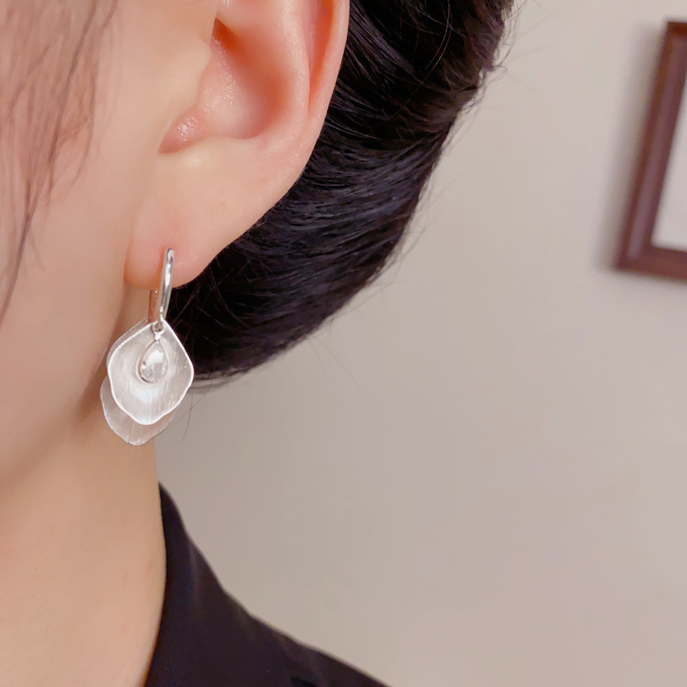 Eaioncol Leaf Tassel Drop Earrings Silver