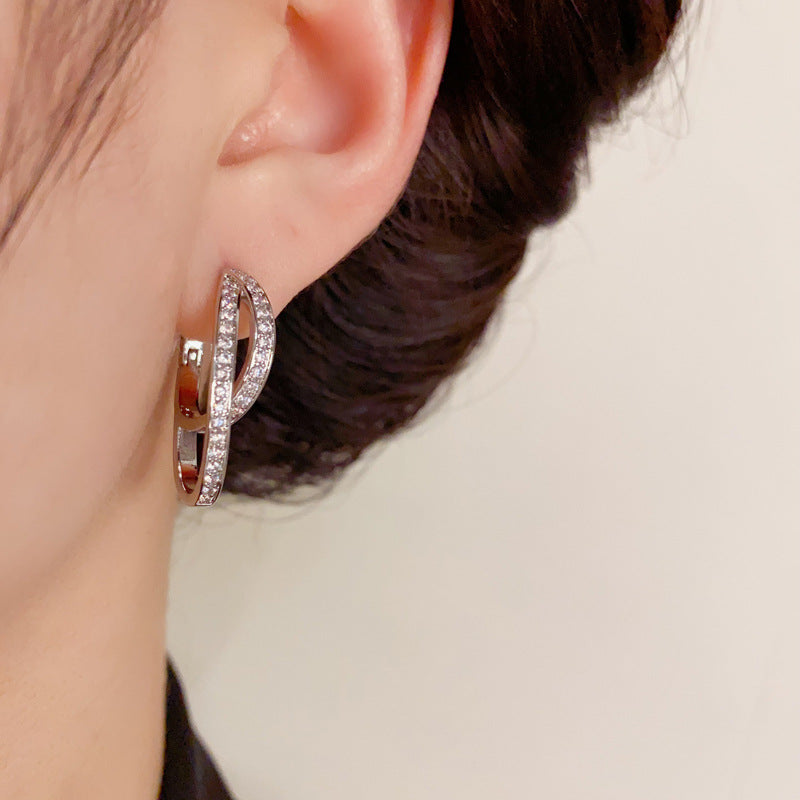 14K Gold-Plated Zircon Double Circle Earrings-Vintage Waterdrop Design