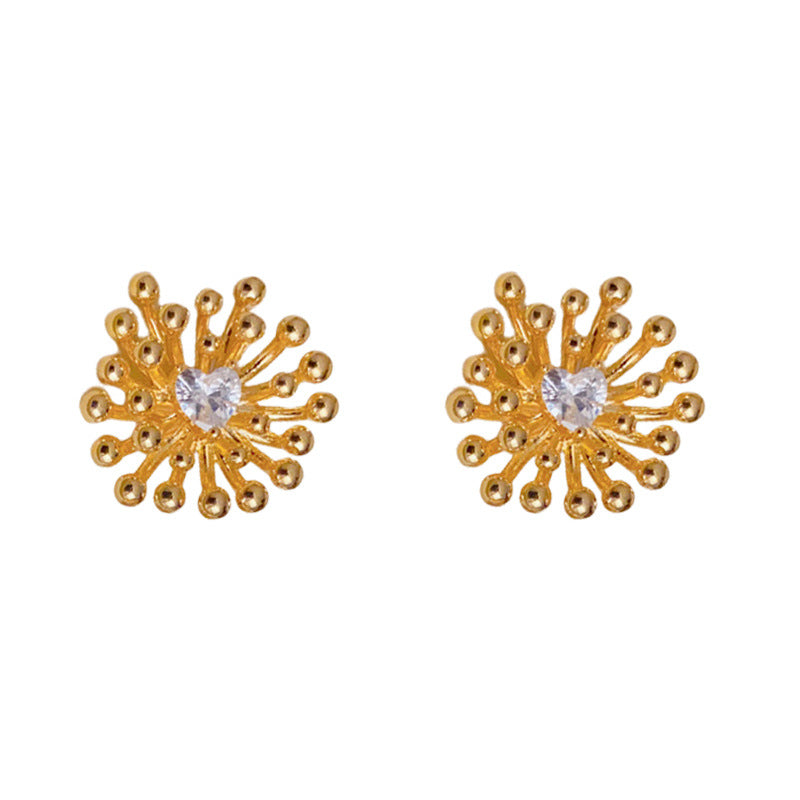 Luxury Zircon Metal Firework Stud Earrings – Geometric Design