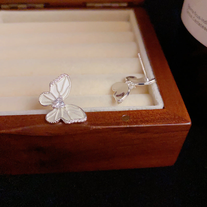 14K Gold Luxury Zircon Butterfly Stud Earrings – Animal-Inspired