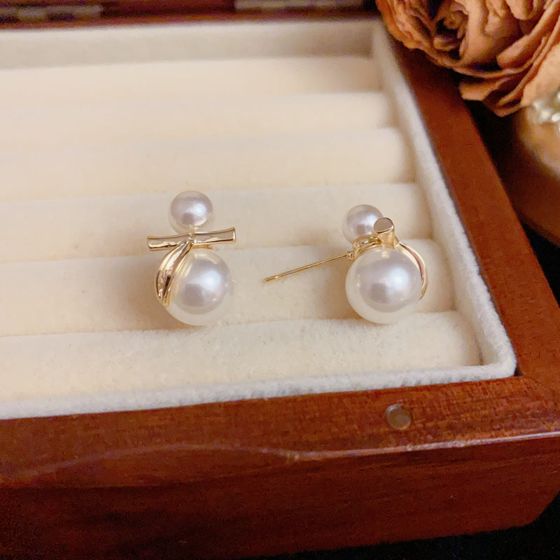 Elegant Bamboo Joint Pearl 14K Gold Earrings – S925 Silver Needle