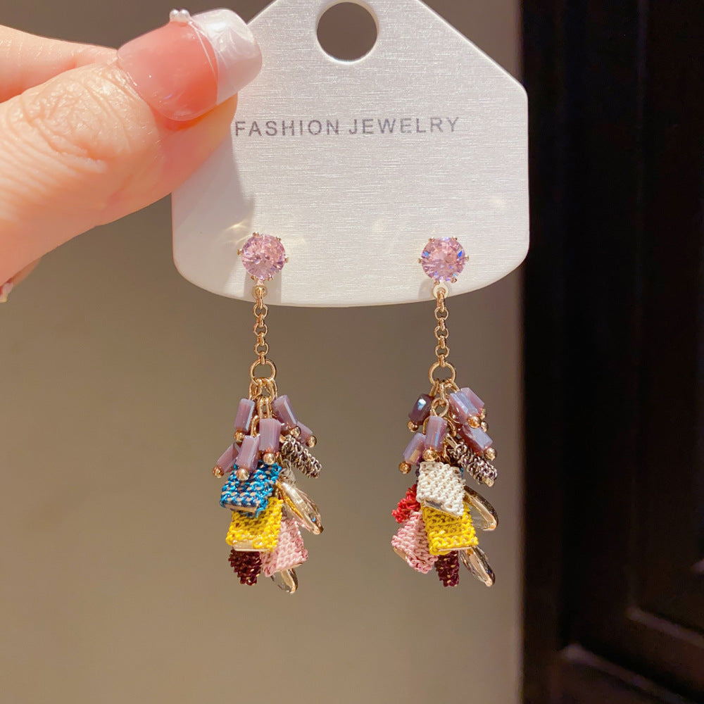 Eaioncol Handmade Teardrop Tassel Drop Earrings Gold