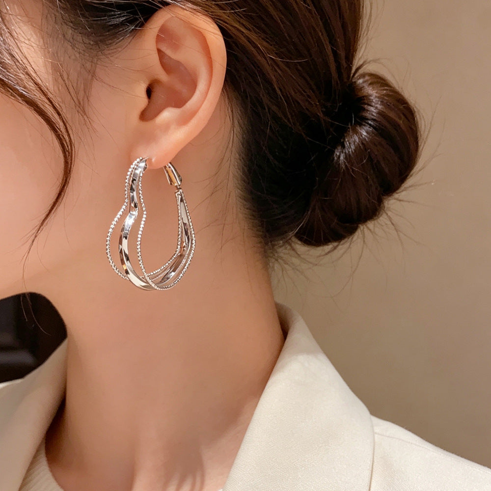 Eaioncol Layered Heart Hoop Earrings Gold Silver