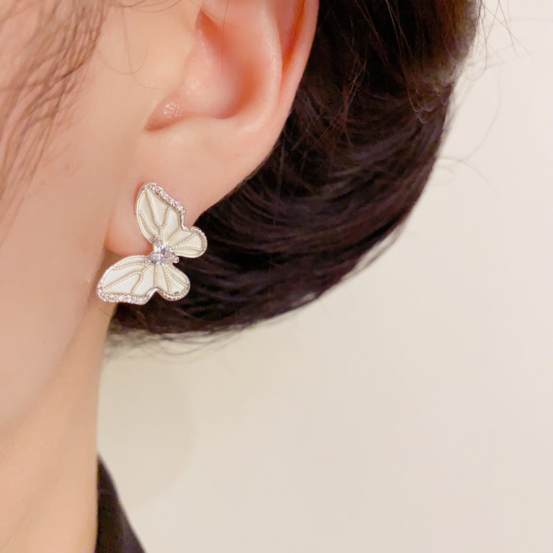 14K Gold Luxury Zircon Butterfly Stud Earrings – Animal-Inspired