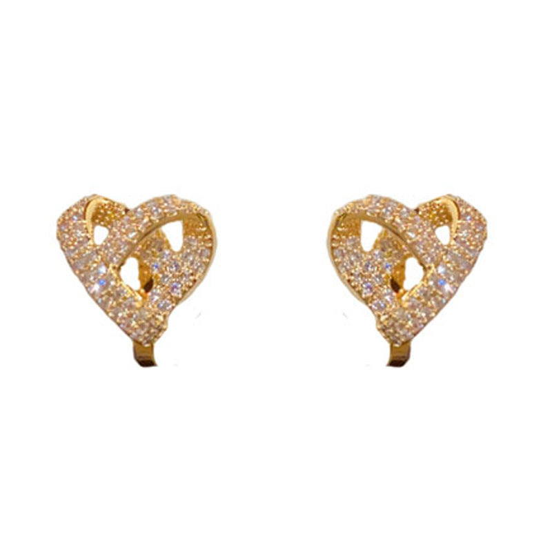 Elegant Full-Zircon Heart Ear Clip – Non-Piercing Clip-On Design