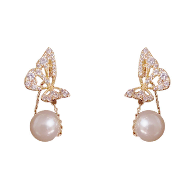 Luxury Zircon Butterfly Chain & Federally Earrings - Elegant Design