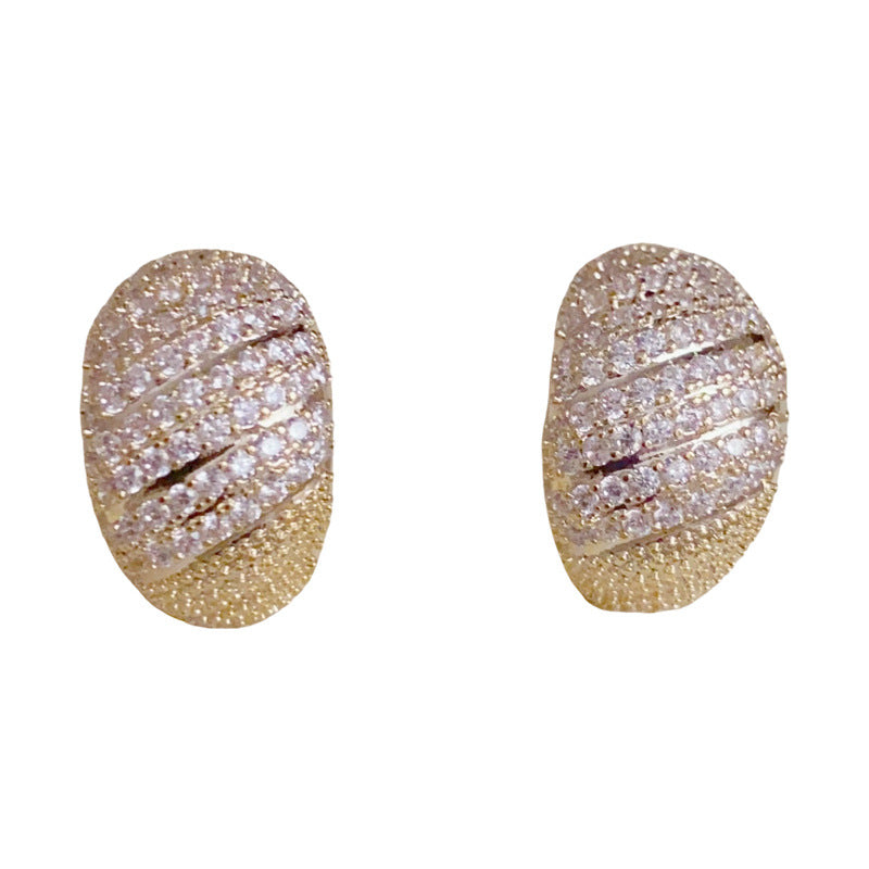 14K Gold-Plated Zircon C-Shaped Earrings – Elegant Minimalist Design