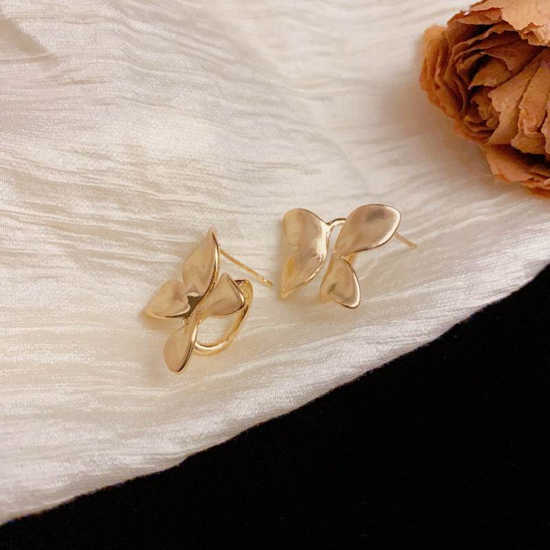 Luxury Brushed Metal Butterfly Stud Earrings – Elegant Design