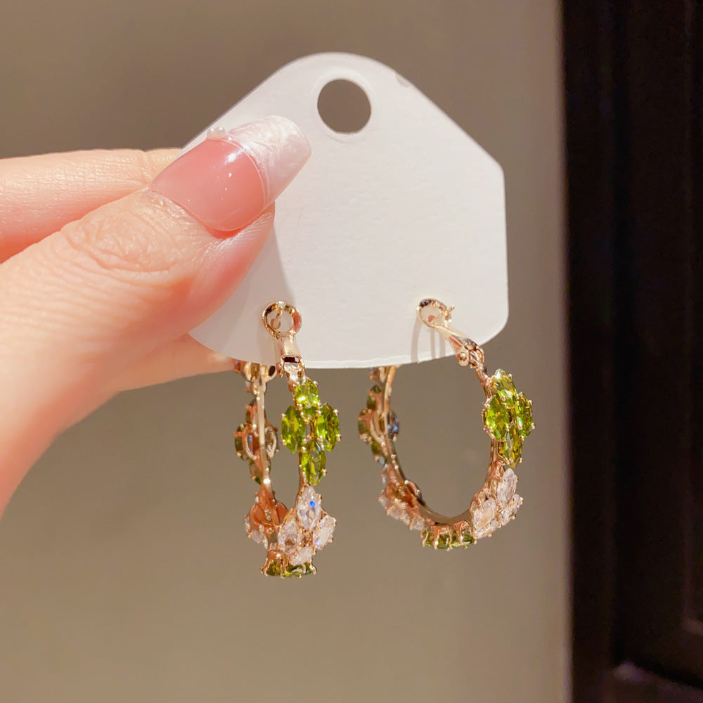 Eaioncol Light Coffee Gold Full CZ Circle Hoop Earrings