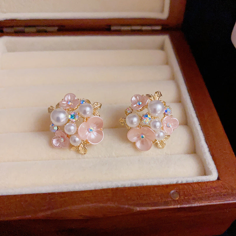 14K Gold-Plated Minimalist Floral Round Stud Earrings – Elegant Design