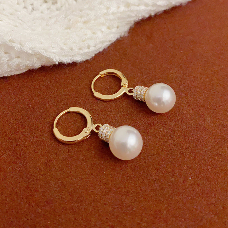 14K Gold-Plated Pearl Tassel Drop Earrings – Elegant Minimalist Design