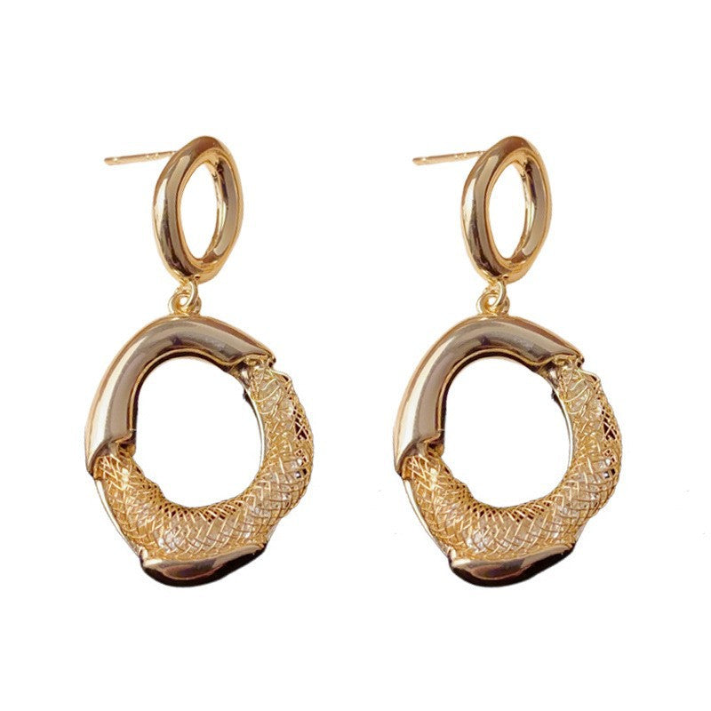 Eaioncol Mesh Geometric Drop Earrings Gold Silver