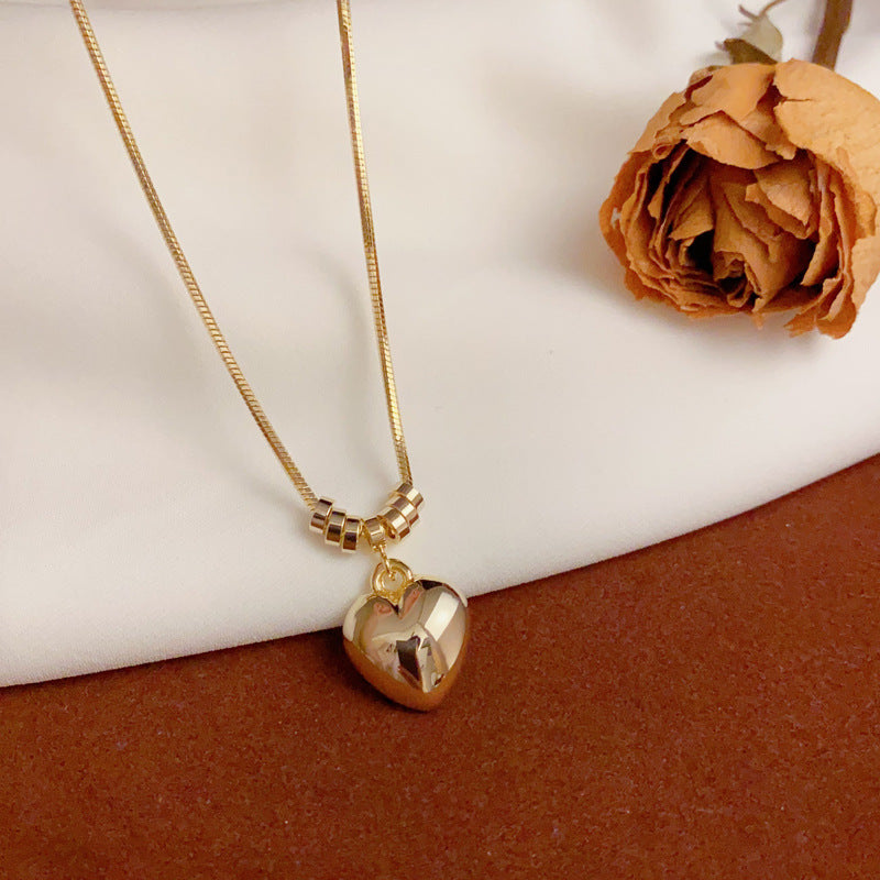 14K Gold-Plated Minimalist Metal Heart Necklace– Copper Clavicle Chain