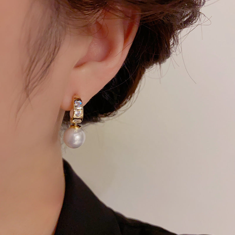 Versatile Multi-Wear Zircon & Pearl Stud Earrings – S925 Silver Needle