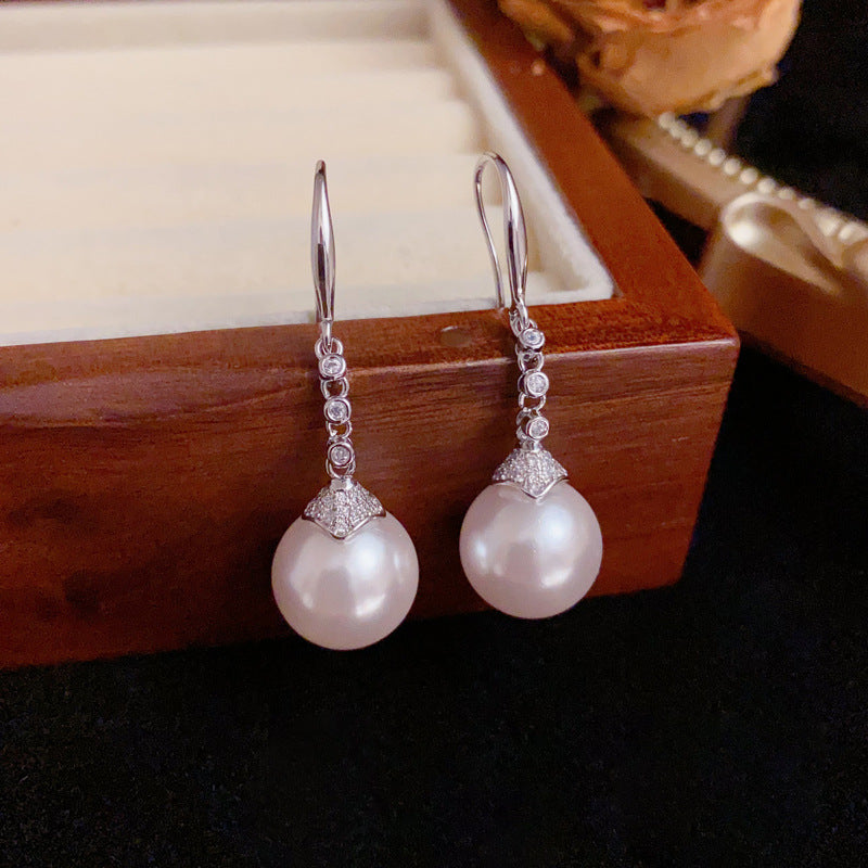 Luxury Zircon & Pearl Tassel Hook Earrings – Elegant Design