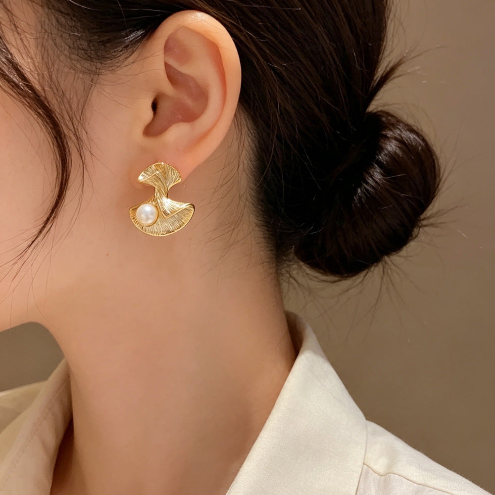 Eaioncol Twisted Skirt Stud Earrings 14K Gold Plated