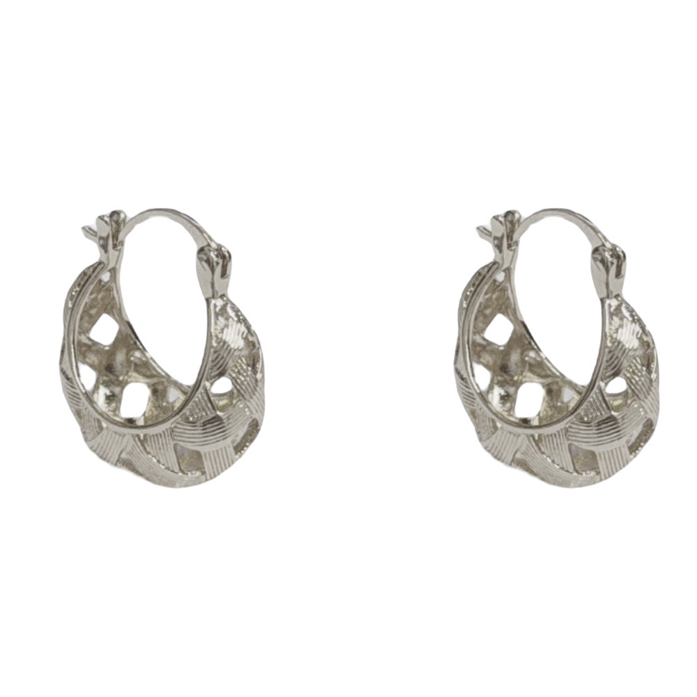 Eaioncol U-Shape Woven Hoop Earrings 14K Gold & Silver Plated