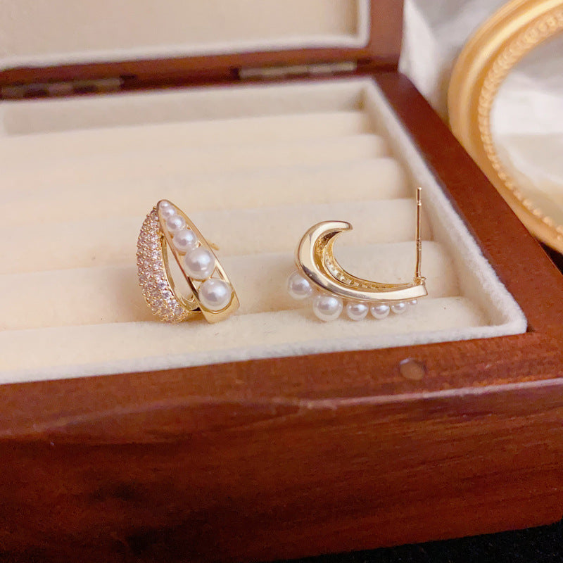 Luxury Pearl Double-Layer Teardrop Stud Earrings – Elegant Design