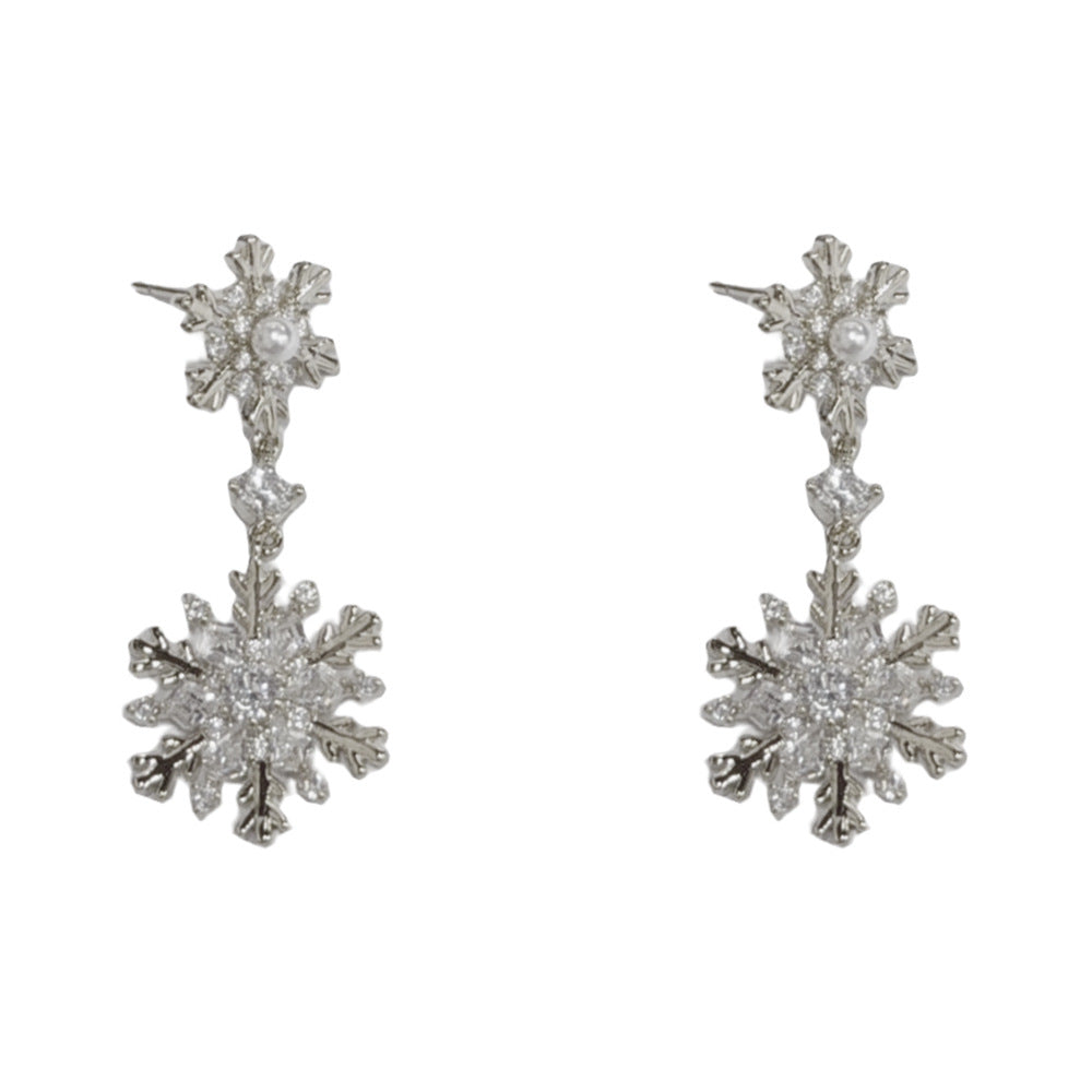 Eaioncol Snowflake CZ Tassel Earrings 14K Gold & Silver Plated